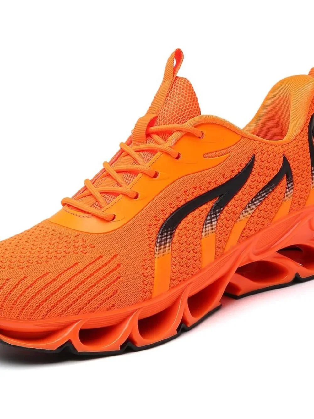 Women's Orange Mesh Sneakers Athletic Running Walking Shoes Lace-up